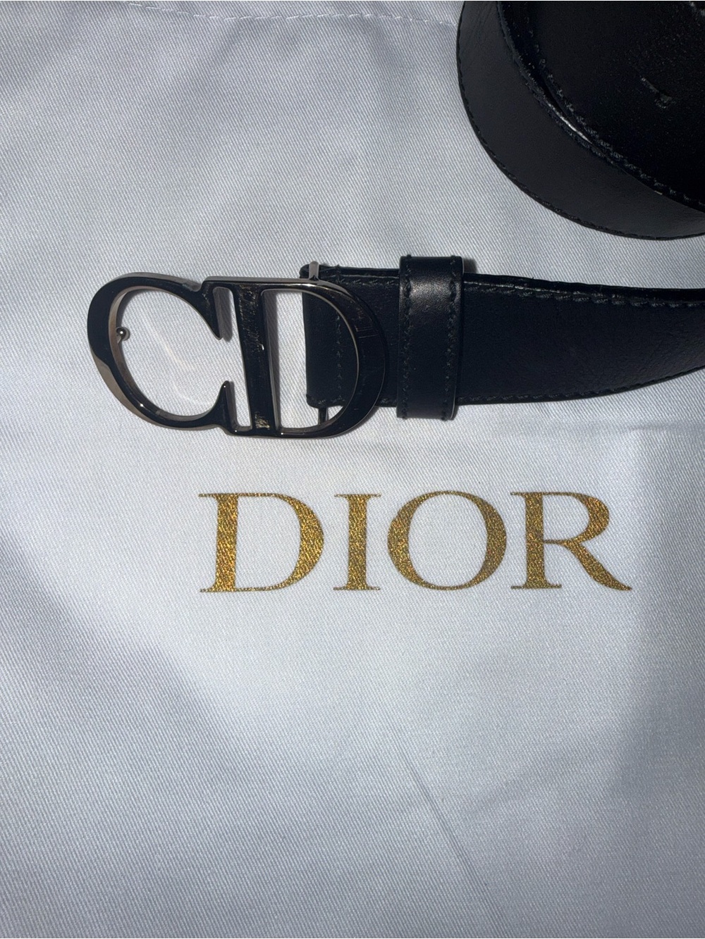 Dior Unisex Black Leather CD Logo Belt - Picture 4 of 6